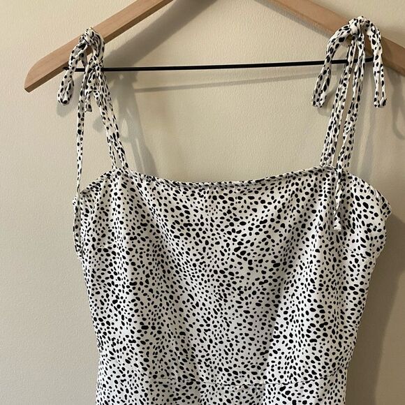 SHEIN Knot Strap Shirred Back Dalmatian Print Slip Dress - Picture 8 of 11